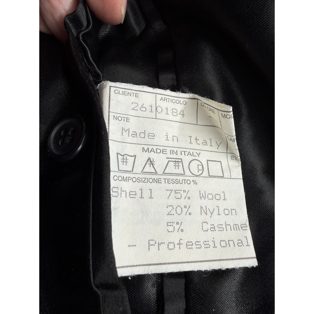 Battaglia Lanificio Wool & Cashmere Men's Long Coat Black Made in Italy Size 44S - Picture 6 of 12